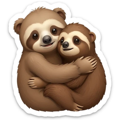 a sloth and a bear hugging sticker