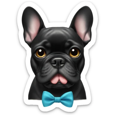 Black French bulldog with bow tie sticker