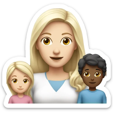 white woman with white
2 kids sticker