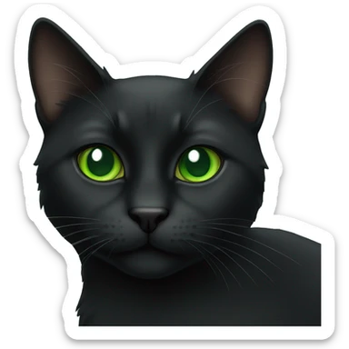 Green eyed black cat sticker