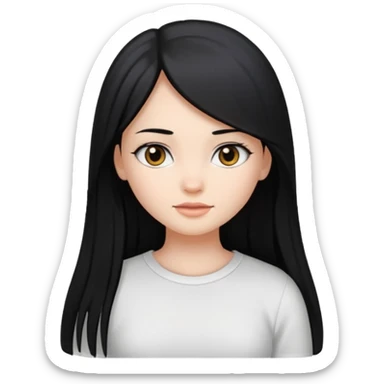 Chica con el pelo liso largo y negro y top blanco  sticker