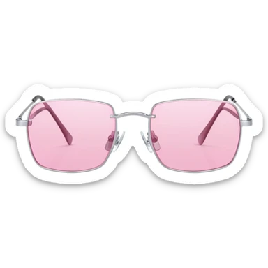 Y2K thin metal frameless pink glasses with geometric shaped lenses, 2000s style sticker