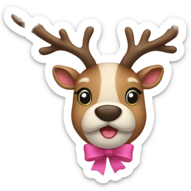 Reindeer with pink bow sticker