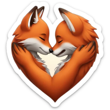 Foxes hugging inside a heart sticker