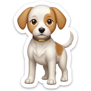 a full body white beagle x maltese x chi dog the size of a kelpie with light brown ears and a light brown patch on one eye sticker