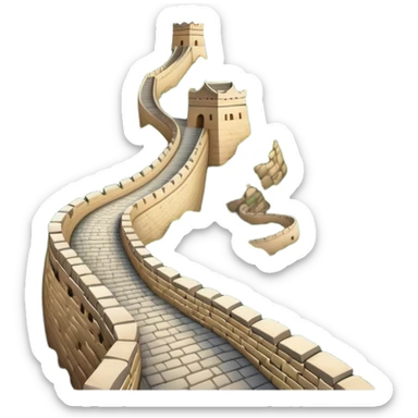Great Wall of China, winding along mountain ridge, iconic stone structure, emoji style sticker