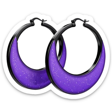 Black and Purple Glitter Sparkly Extra Large Hoop Earrings  sticker
