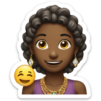 smiling girl with jewelry sticker