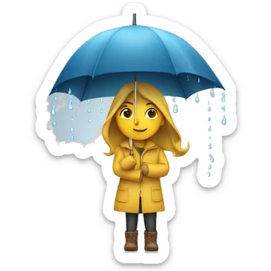 girl with umbrella while raining sticker