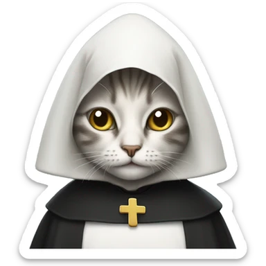 Cat dressed as nun sticker