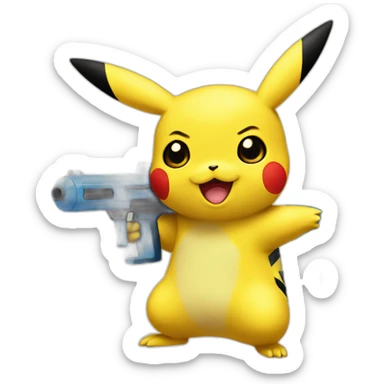 Pikachu with a water gun sticker
