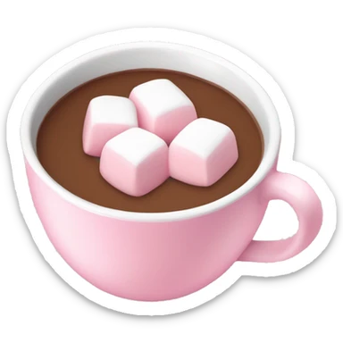 Hot coco with marshmallows in a baby pink cup no face sticker