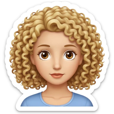 Blonde, curly haired mom with brown eyes with one girl with brown hair sticker