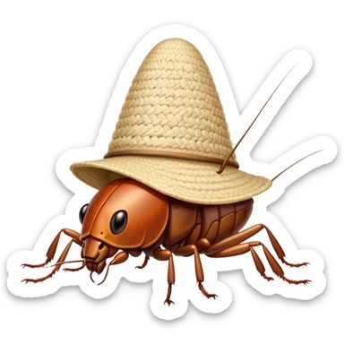Cockroach with rice hat sticker