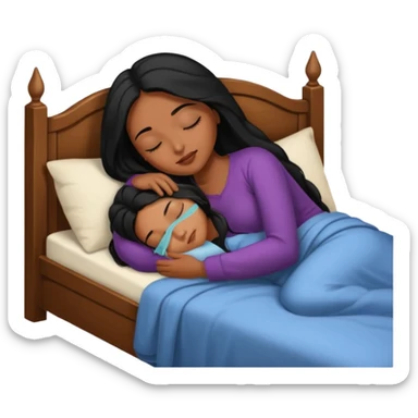 gorgeous brown skin woman with long black hair sleep in bed sticker