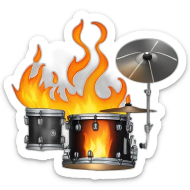 drill music drummer and drum sets on fire sticker