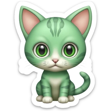 Gato bebe marciano verde sticker