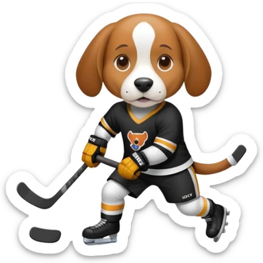 A beagle playing hockey sticker