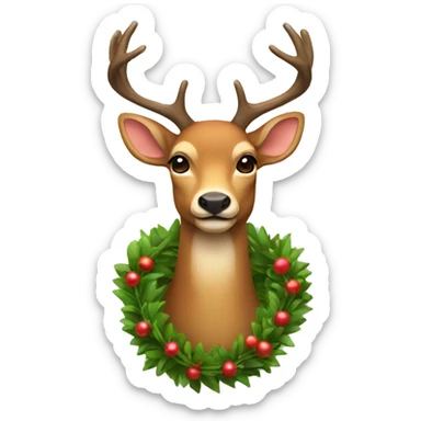 Deer with a garland on the horns sticker