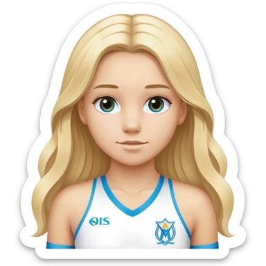 Une fille blonde avec des cheveux longs qui est support Reese de l’olympique de Marseille ￼ sticker