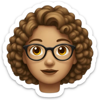 girl with round glasses and short brown curly hair sticker
