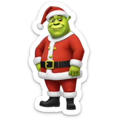 shrek as santa standing-with-black-shoes sticker