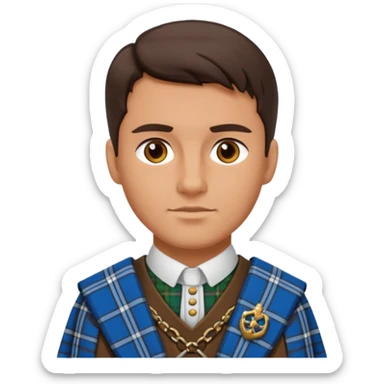  brunette man wearing scottish traditional clothes sticker