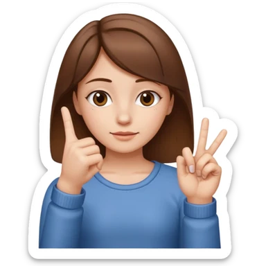 girl naked making a hand gesture showing that something is small: thumb and middle finger close together, other fingers closed sticker