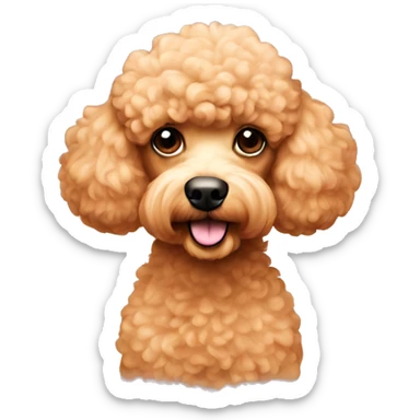 apricot poodle with round cut sticker