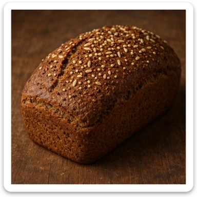 whole wheat bread with quinoa and rice, realistic photo, whole loaf, golden crust, rustic appearance sticker