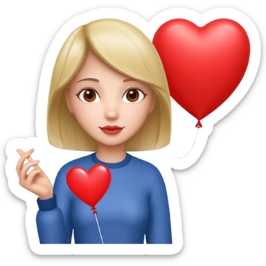 Lady with heart balloon sticker