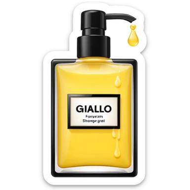 Set giallo contente un profumo una crema corpo e un bagno doggia  sticker