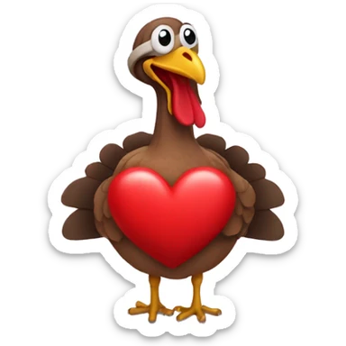 Turkey in a heart shape sticker