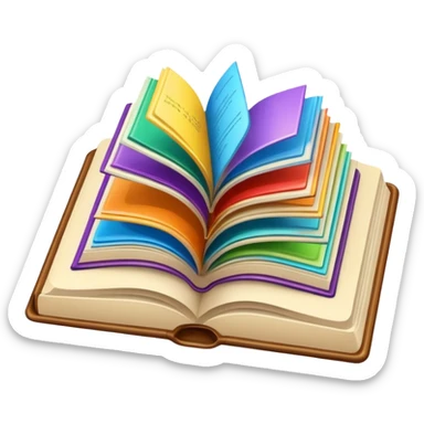 an open book with brightly colored tile samples sticker