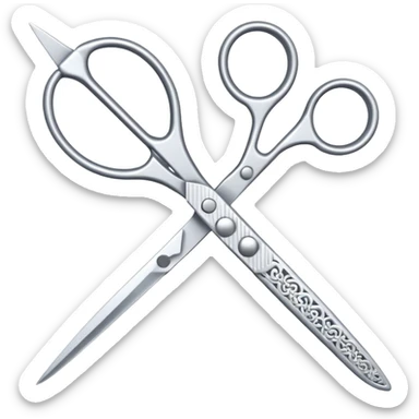 scissors with a lace ornament nearby sticker