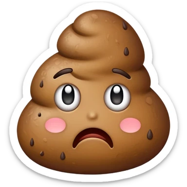 unhappy poop with frown sticker