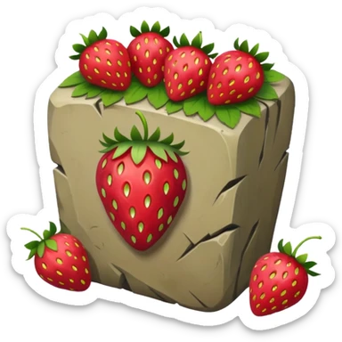 rune stone covered in strawberries sticker