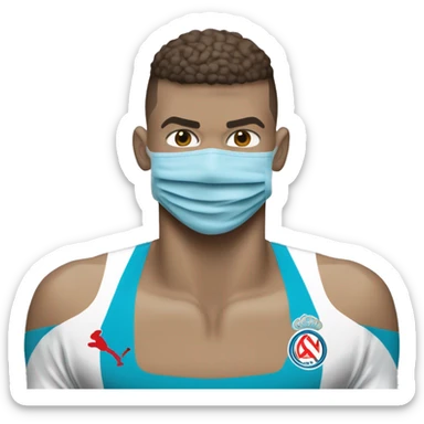 Kylian Mbappé avec un masque anti Olympique de Marseille sticker