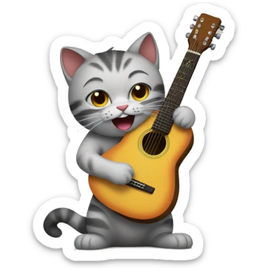 cat playing guitar sticker