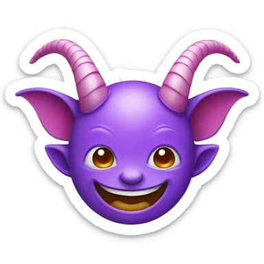 smiling violet imp face with horns flying paraglide sticker