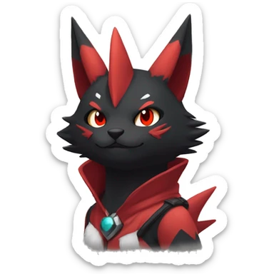 Black and Red Ethereal Fantasy Cool Edgy Cute Anthro Zangoose Litten Fakémon sticker