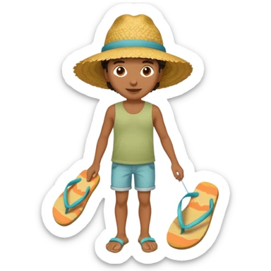 Créole réunionnais chapeau paille tong au pieds  sticker