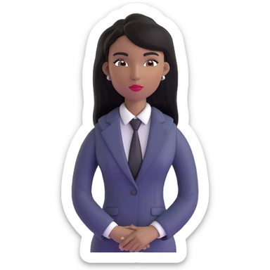 Accomplished African female executive with long straight black hair, sharp business attire, commanding presence sticker
