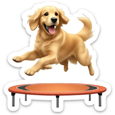 Golden retriever, bouncing on a trampoline sticker
