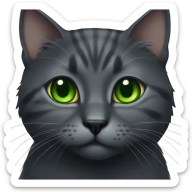 dark-gray-cat with green eyes sticker