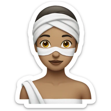 A girl with a mask on her face and a towel. sticker