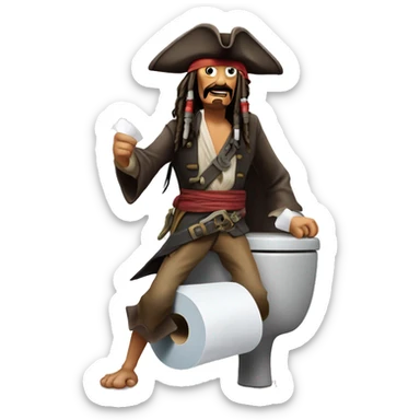 Jack sparrow runs out of toilet paper on the toilet  sticker