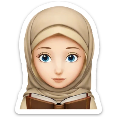 Turkish blonde lilac design Hijabi girl with blue eyes and beautiful finish reading quran sticker