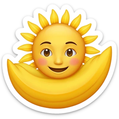 smiling sun rising over a horizon, cheerful good morning emoji sticker