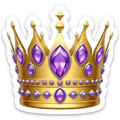 Golden crown with purple and silver gems sticker